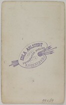 Backside of a visit card made by Edla Ahlstedt photography studio in Pori in the late 19th century.