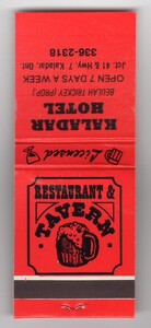 Kaladar Hotel Book of Matches - Unknown date