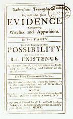 Title page from Saducimus Triumphatus or, full and plain Evidence concerning Witches and Apparitions