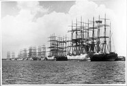 Sailing ships at Stockton Wharves, Newcastle, New South Wales