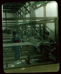 Hand-weaving in factory.