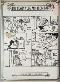 Puts his toe in his mouth