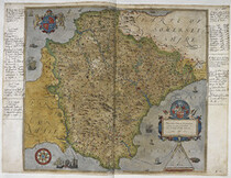Lord Burghley's Atlas - caption: 'Printed map of Devon, dated 1575, with marginal notes by Lord Burghley relating to the defence of the county'