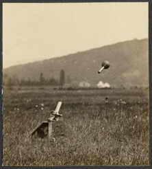 Demonstration of trench mortar (bomb in air)