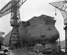 The bow of 'Naess Crusader' nears completion