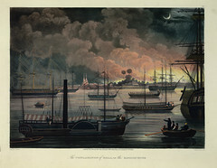 Eighteen Views taken at & near Rangoon ... By Jose - caption: 'The conflagration of Dalla'