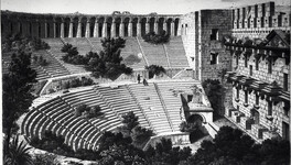 A gravure of Aspendos Theatre
