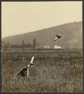 Demonstration of trench mortar (bomb in air)