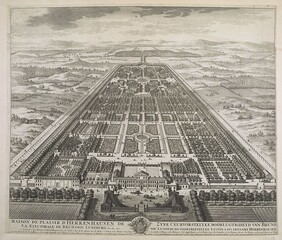The BL Kingâ€™s Topographical Collection: "MAISON DE PLAISIR D'HERRENHAUSEN DE S.A. ELECTORALE DE BRUNSWIC LUNEBURG &c. &c. &c. = ZYNE CEURVORSTELYKE DOORLUGTIGHEYD VAN BRUNSWIC LUNENBURG VOORTREFFELYKE LUSTPLAATS GENAAMT HERRENHAUSEN."