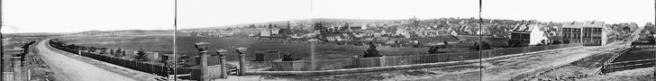 Panorama of Moore Park and Surry Hills from the entrance gates to Moore Park, ca. 1875